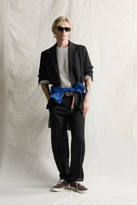 100% WOOL REGULAR FIT SUIT BLAZER - Black by Zara - Image 0