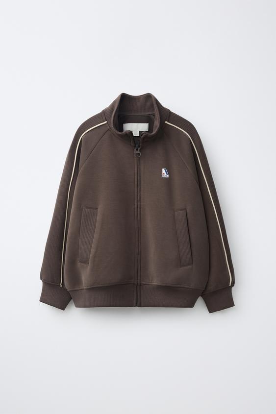 SPORTY CONTRAST-TRIM JACKET - Dark brown by Zara - Image 0