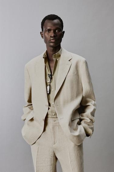 100% LINEN SUIT BLAZER - Light beige by Zara