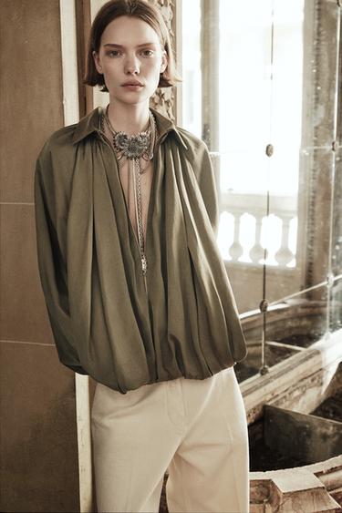 PUFFED BOMBER JACKET - ZW COLLECTION - Light khaki by Zara