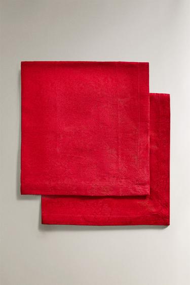 PACK OF JACQUARD CHRISTMAS BRANCH NAPKINS (PACK OF 2) - Red by Zara