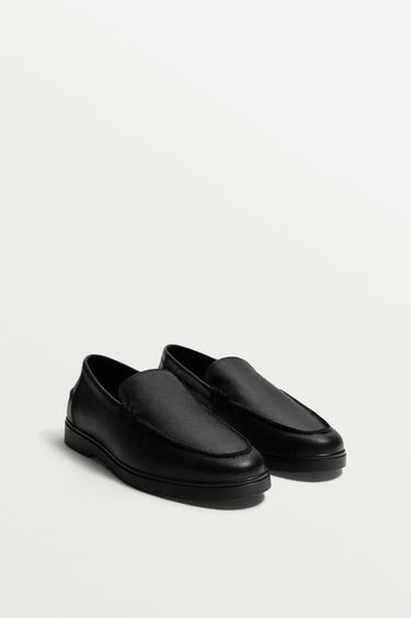 CASUAL LEATHER LOAFERS - Black by Zara