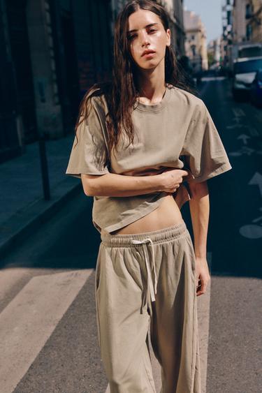 FITTED COTTON T-SHIRT - Sand by Zara