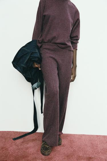 STRAIGHT SOFT TROUSERS - Burgundy by Zara