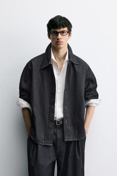 RELAXED FIT DENIM OVERSHIRT - Blue by Zara