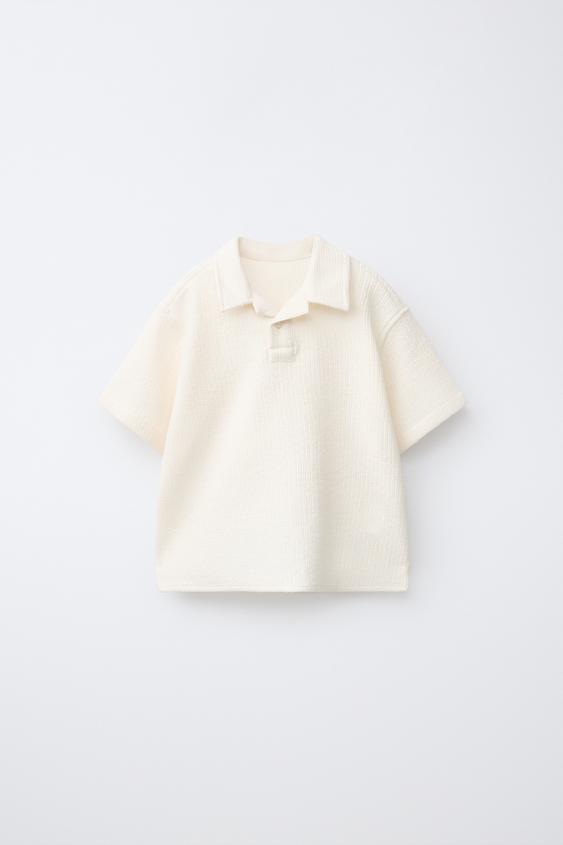 PLAIN KNIT POLO SHIRT - Ecru by Zara - Image 0