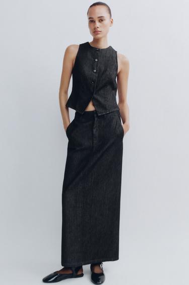 DENIM TRF WAISTCOAT - Anthracite grey by Zara - Image 0