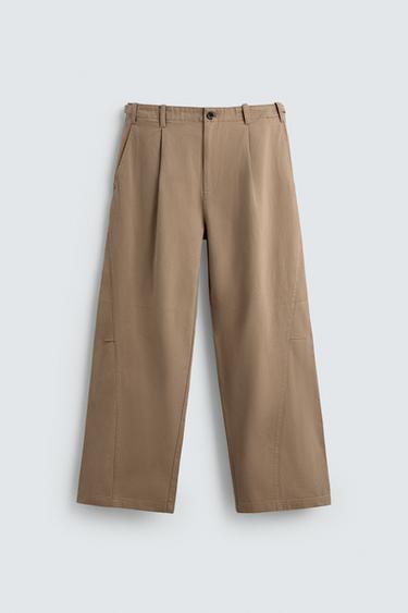 RELAXED FIT TROUSERS WITH TURNED SEAM - Beige by Zara