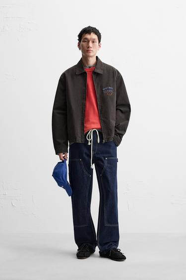 JACKET WITH CONTRAST EMBROIDERY - Brown by Zara - Image 0