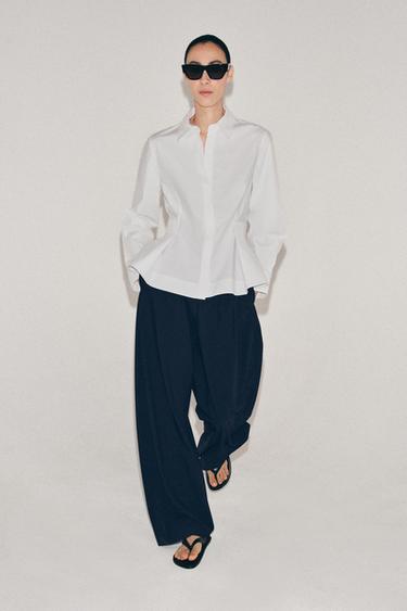 ZW COLLECTION POPLIN PEPLUM SHIRT - White by Zara