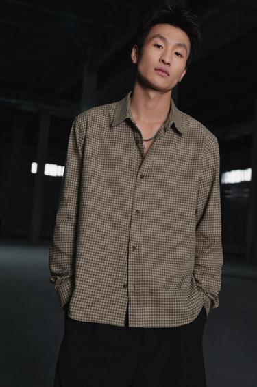 TEXTURED CHECK SHIRT - Beige by Zara