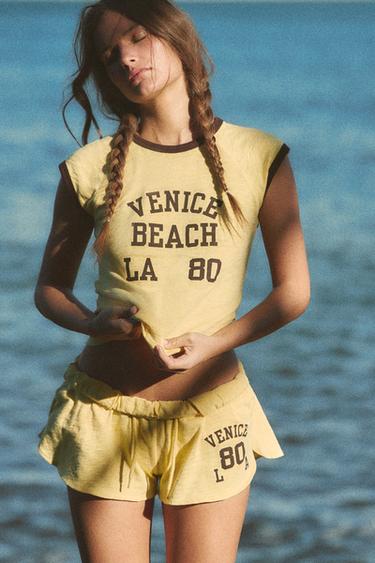 SLUB KNIT SHORTS WITH DRAWSTRING - Light yellow by Zara