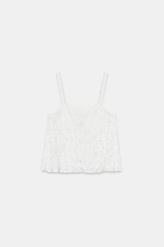 SATIN CAMISOLE TOP - White by Zara - Image 0
