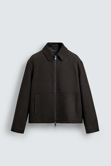 TEXTURED ZIP-UP JACKET - Brown by Zara