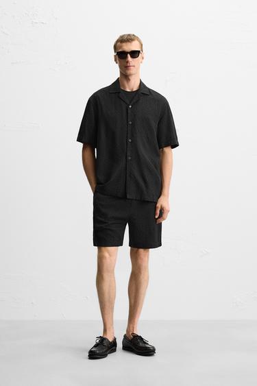 GEOMETRIC JACQUARD BERMUDA SHORTS - Black by Zara