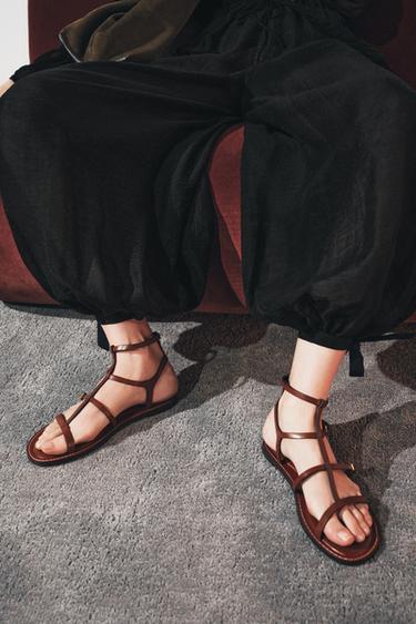 STRAPPY BUCKLE SANDALS - Brown by Zara