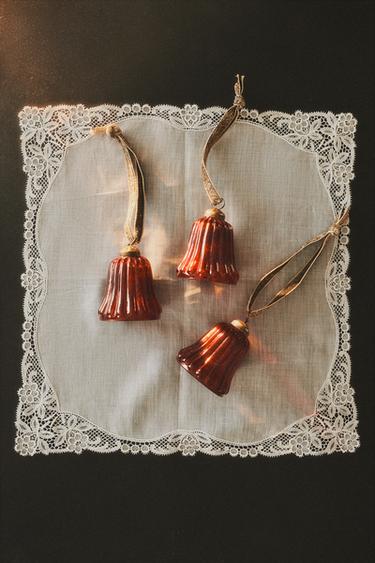 PACK OF BELL CHRISTMAS TREE DECORATIONS (PACK OF 3) - Red by Zara