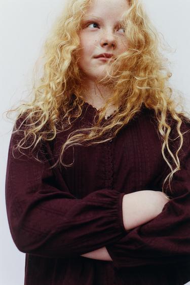 TEXTURED ROMANTIC SHIRT - Burgundy by Zara