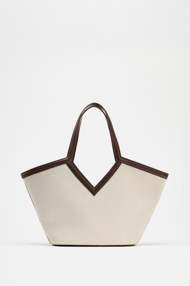 CANVAS CUT-OUT SHOPPER - Ecru by Zara