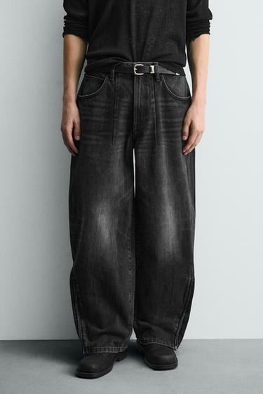 BALLOON FIT JEANS WITH ZIPS - Charcoal by Zara
