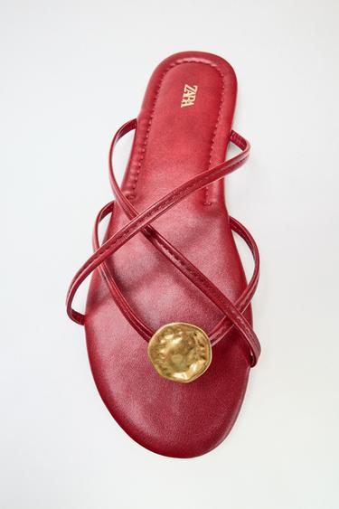MULTI-STRAP FLAT SANDALS - Red by Zara