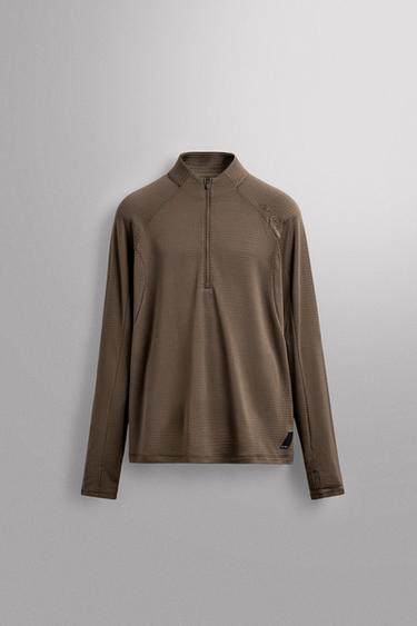 POLARTEC © QUARTER-ZIP SWEATSHIRT - camel by Zara