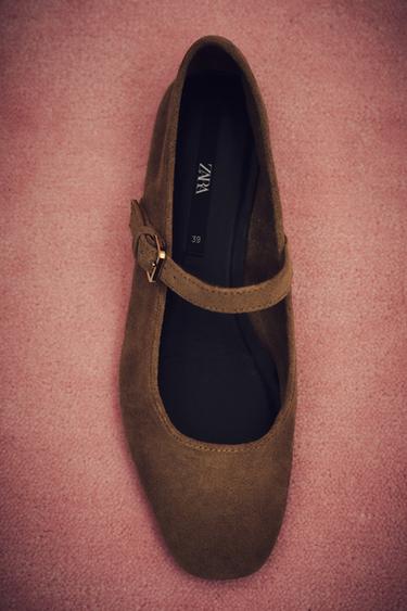 SUEDE BALLET FLATS - Chocolate Brown by Zara