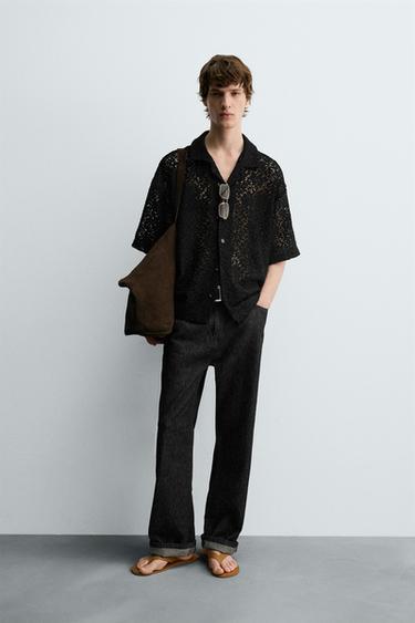 CROCHET TEXTURED SHIRT - Black by Zara - Image 0