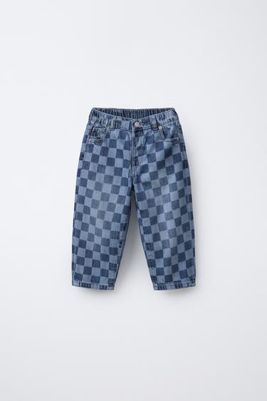 CHECKERBOARD STRAIGHT JEANS - Blue by Zara - Image 0