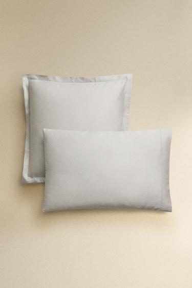 SATEEN PILLOWCASE WITH TRIM (300 THREAD COUNT) - Pearl grey by Zara - Image 0