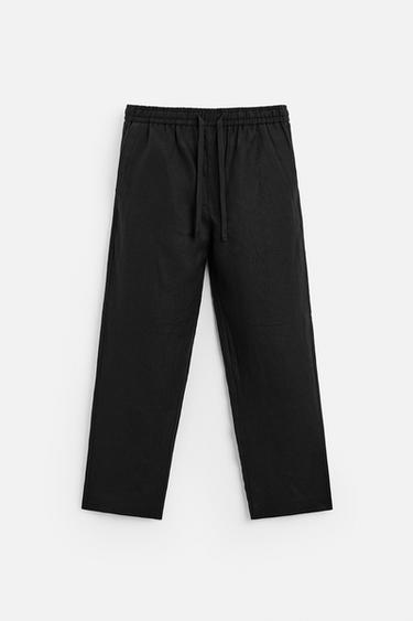 100% LINEN TROUSERS - Black by Zara