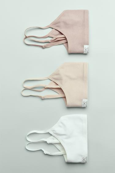 AGES 6-14/ 3-PACK OF RIBBED VEST TOPS WITH LABEL - Beige-pink by Zara