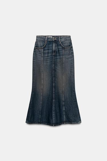 FADED TRF DENIM MIDI SKIRT - Blue by Zara