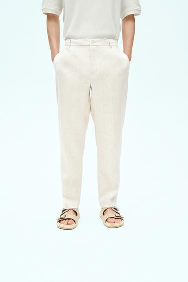 100% LINEN TROUSERS - Sand by Zara