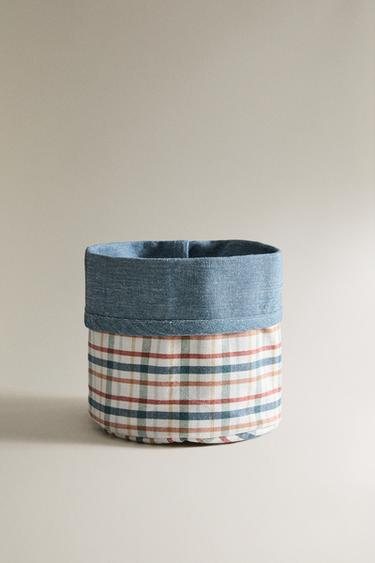 CHECK COTTON BREAD BASKET - Blue by Zara