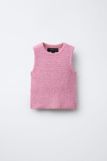 SEQUIN KNIT TOP - Pink by Zara