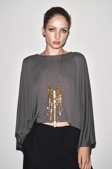 ASYMMETRIC FLOWING CAPE - Anthracite grey by Zara