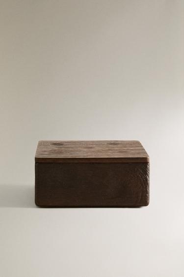 MEDIUM WOODEN BOX WITH LID - Dark brown by Zara
