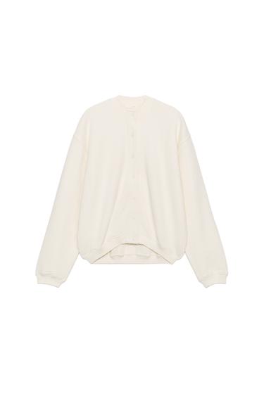 COTTON BUTTON-UP SWEATSHIRT - Ecru by Zara