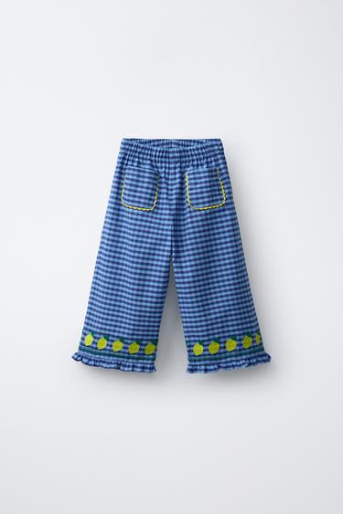 CASA LAWA X ZARA KIDS GINGHAM CULOTTES WITH EMBROIDERED LEMONS - Bluish by Zara