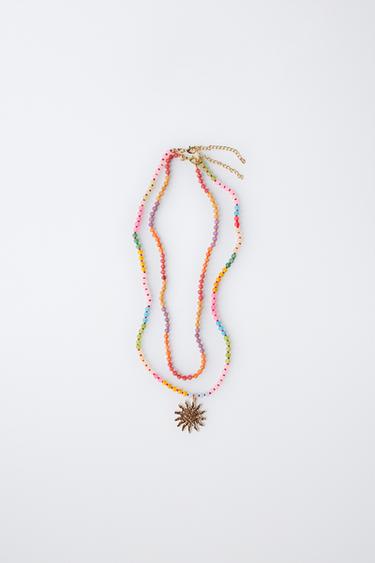 PACK OF TWO BEAD AND SUN NECKLACES - Multicoloured by Zara