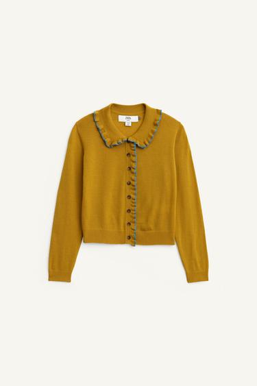 100% WOOL PETER PAN COLLAR JUMPER LIMITED EDITION - Mustard by Zara