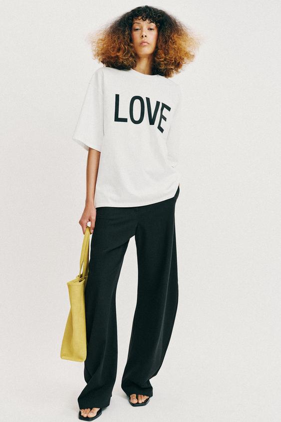 TEXT OVERSIZE T-SHIRT - White by Zara - Image 0