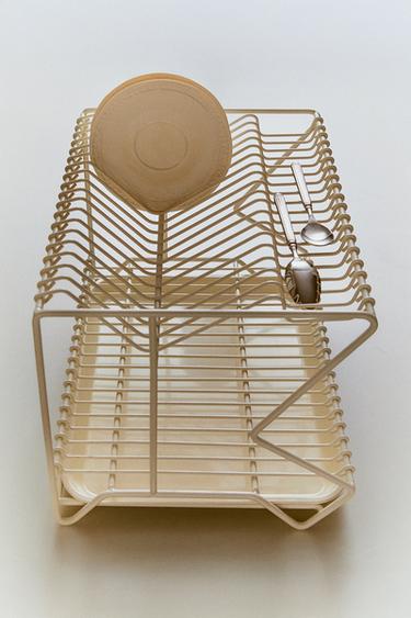 METAL DISH DRAINER WITH TRAY - Cream by Zara