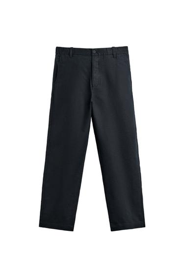 HEMP/COTTON STRAIGHT-LEG TROUSERS - Dark navy by Zara