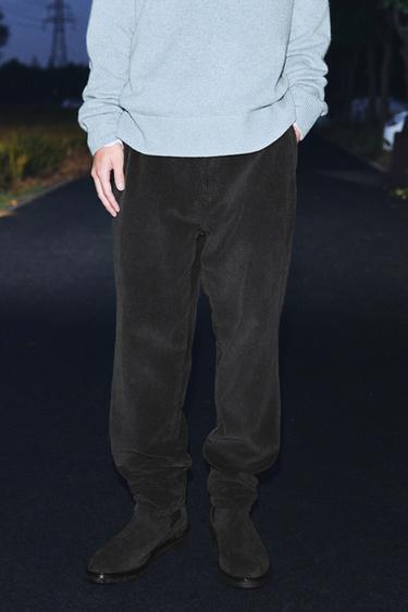 CARROT FIT CORDUROY TROUSERS - Black by Zara