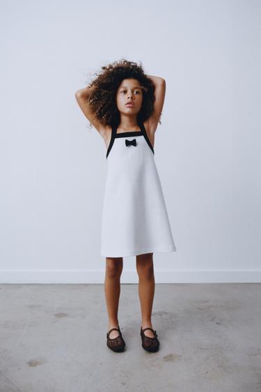 DRESS WITH TIE DETAIL - Ecru by Zara