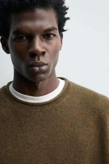 100% WOOL ROLLED EDGE SWEATER - Olive green by Zara