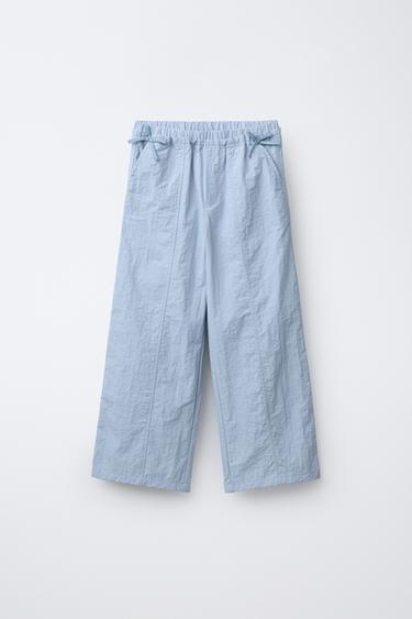 NYLON TROUSERS WITH BOWS - Blue grey by Zara
