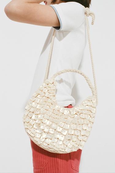 CROSSBODY BAG WITH APPLIQUÉS - Ecru White by Zara